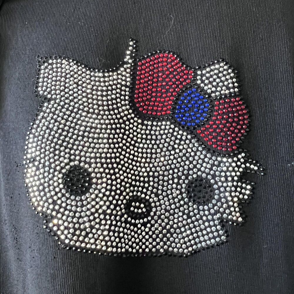 Hello Kitty Dress Womens Small‎ Black Polo Rhinestone Nautical Sparkle Anchors - Picture 5 of 14